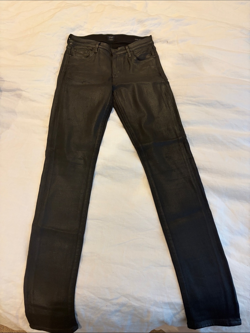 CoH Black Skinny Jeans with Subtle Leather-Look Finish